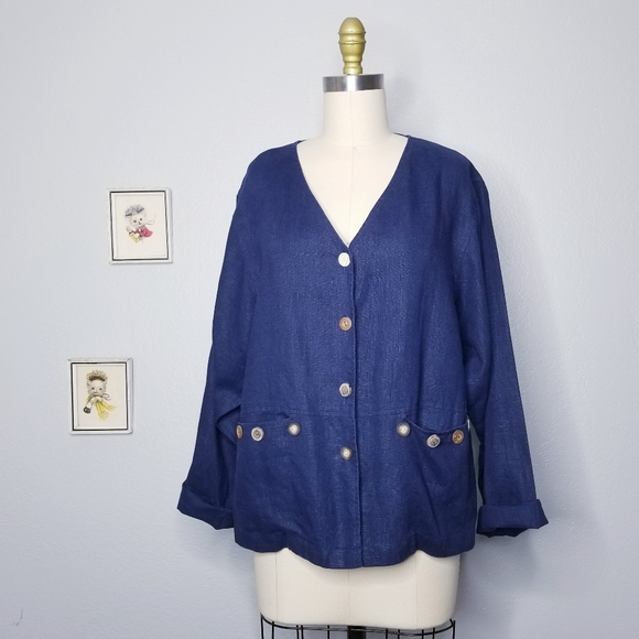 Sweet Jessie linen button up jacket small Lagenlook - Picture 2 of 5